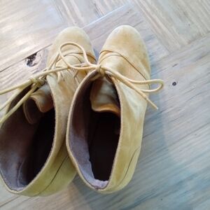 Mustard Yellow Wedge Ankle Booties Size 10